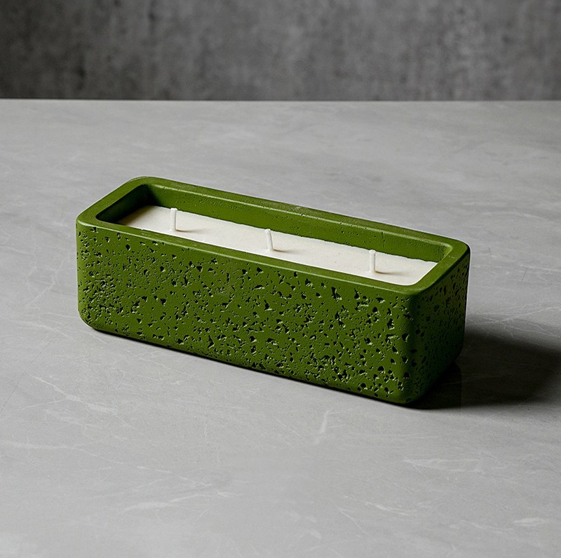 Large Size 3 Wicks Square Ceramic Scented Candle Jar