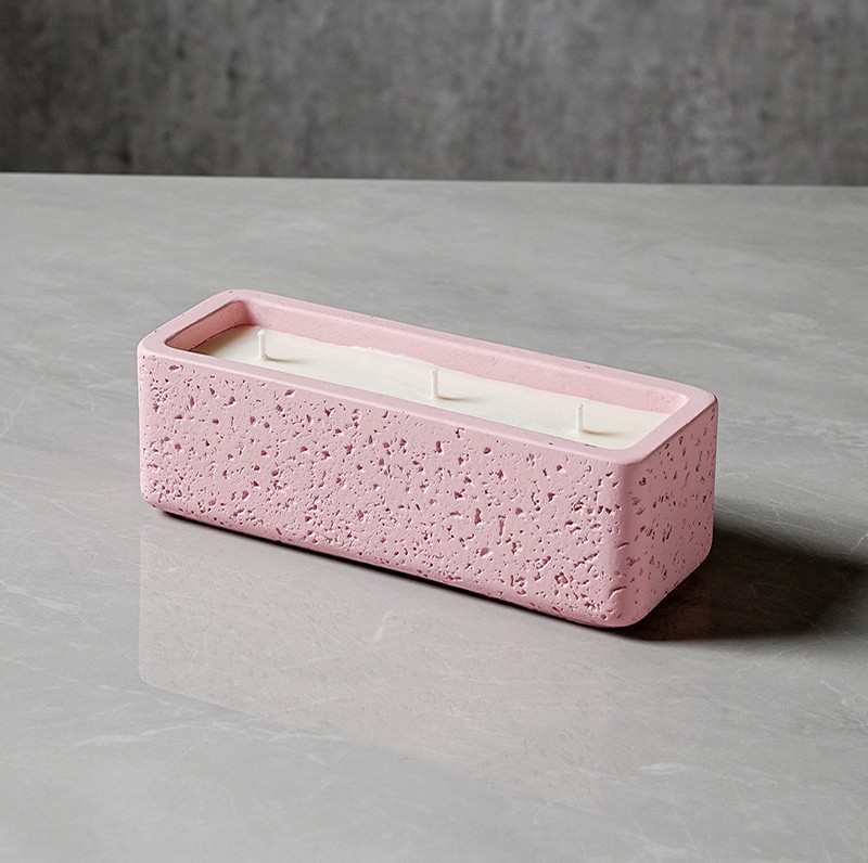 Large Size 3 Wicks Square Ceramic Scented Candle Jar