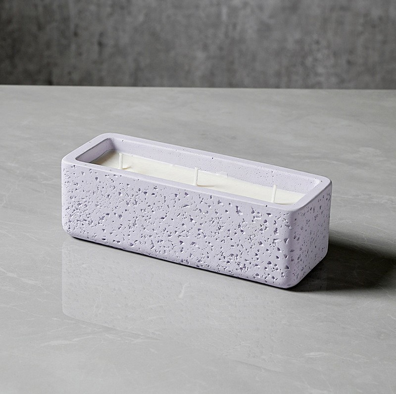 Large Size 3 Wicks Square Ceramic Scented Candle Jar