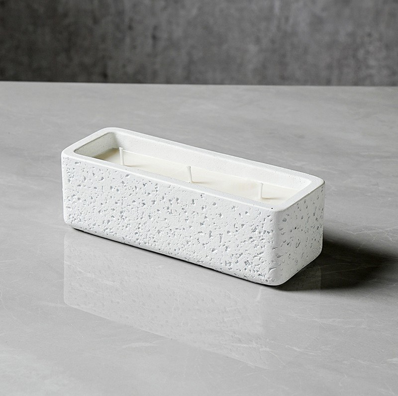 Large Size 3 Wicks Square Ceramic Scented Candle Jar