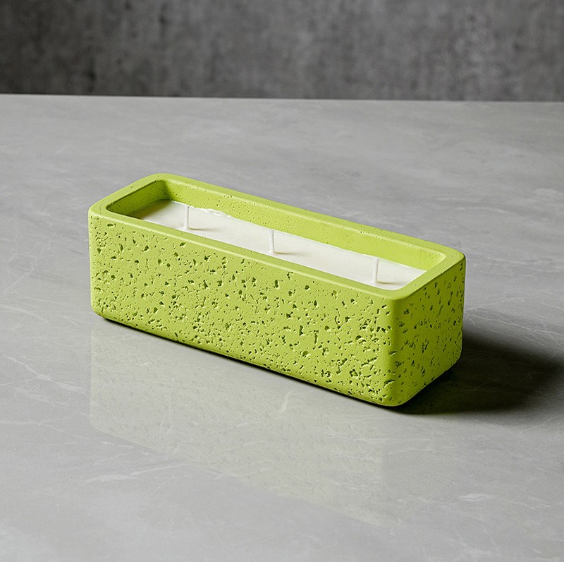 Large Size 3 Wicks Square Ceramic Scented Candle Jar