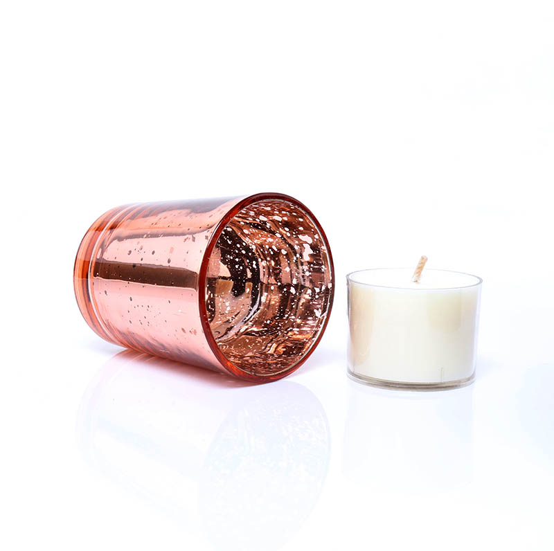 Electroplate Metallic Red Glass Jars Mercury Tea Light Candle Holder For Weddings And Home Decoration
