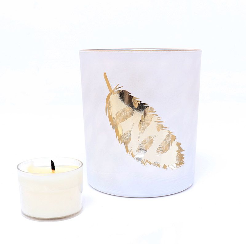 Luxury Rose Gold Feather Tea Light Votive Bar Candle Holder