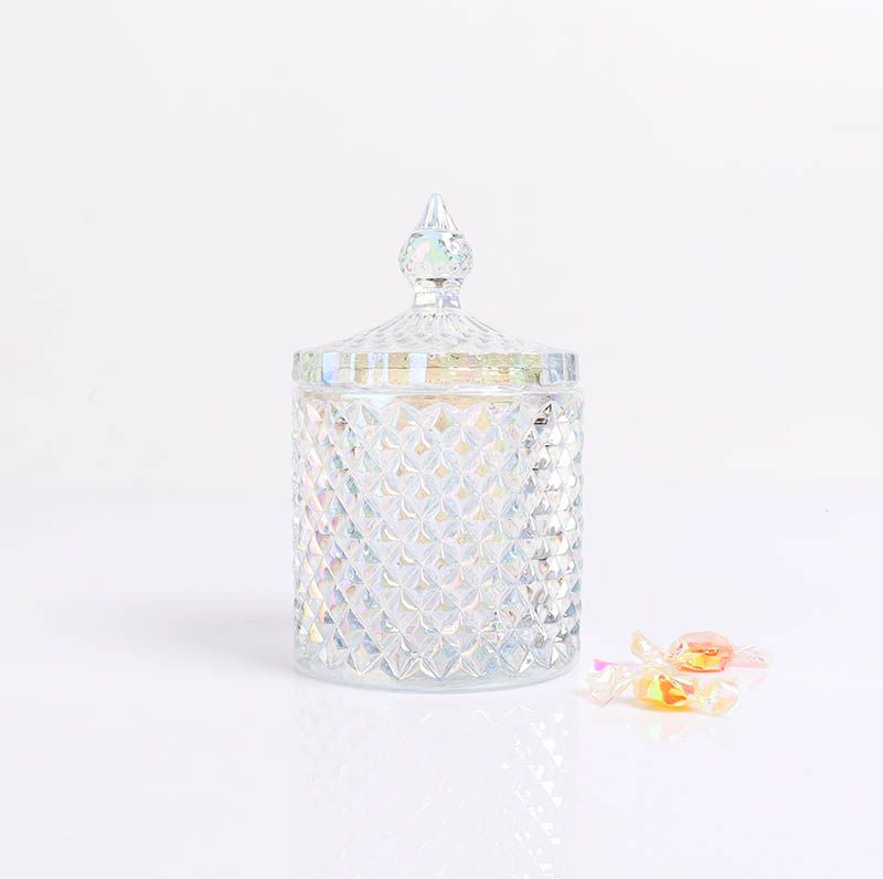 BOYE Luxury Unique Iridescent Pineapple Shape Glass Container Jars with Lids for Candles