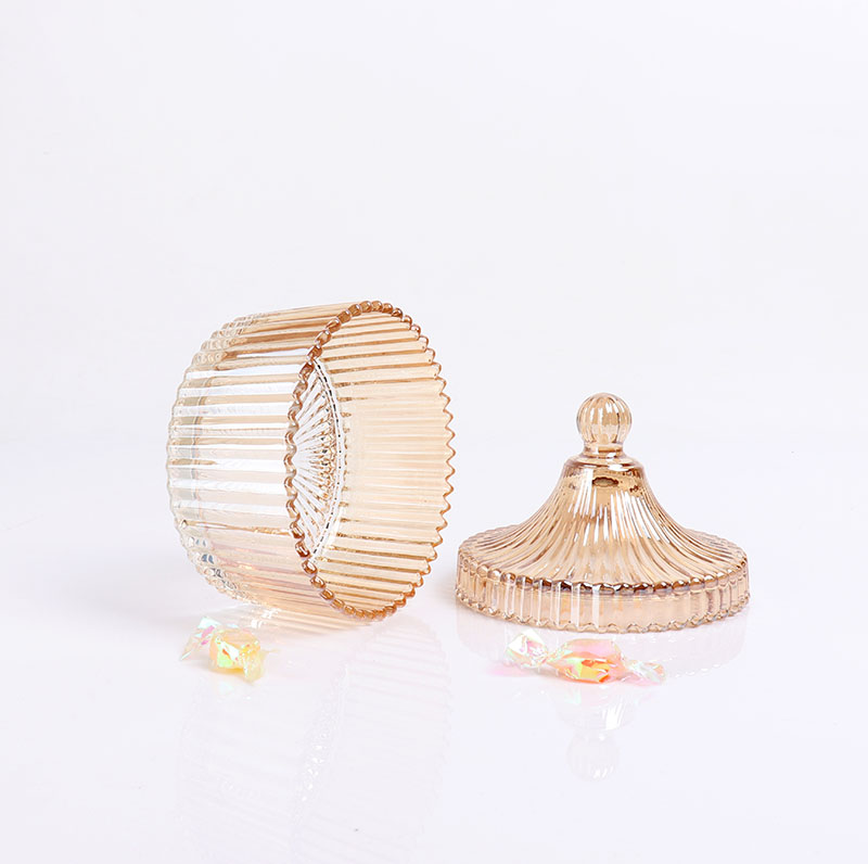 Wholesale Rainbow Color Iridescent Large Glass Candle Jars with Glass Lids