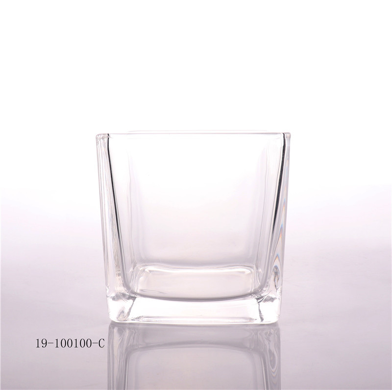 Luxury Square Empty Glass Candle Jars For Candle Making With Bamboo Lid