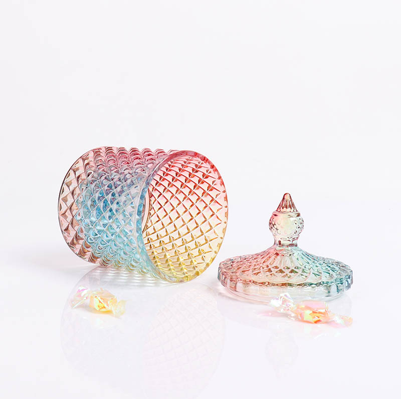 BOYE Luxury Colorful Rainbow Iridescent Pineapple Candle Glass Jars With Lid