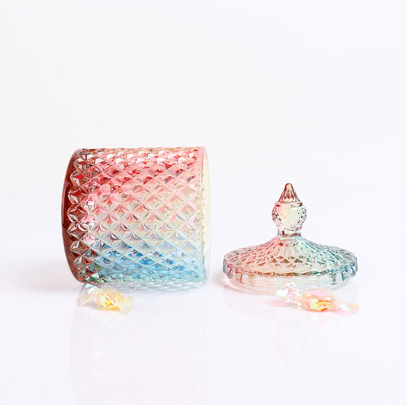 BOYE Luxury Colorful Rainbow Iridescent Pineapple Candle Glass Jars With Lid