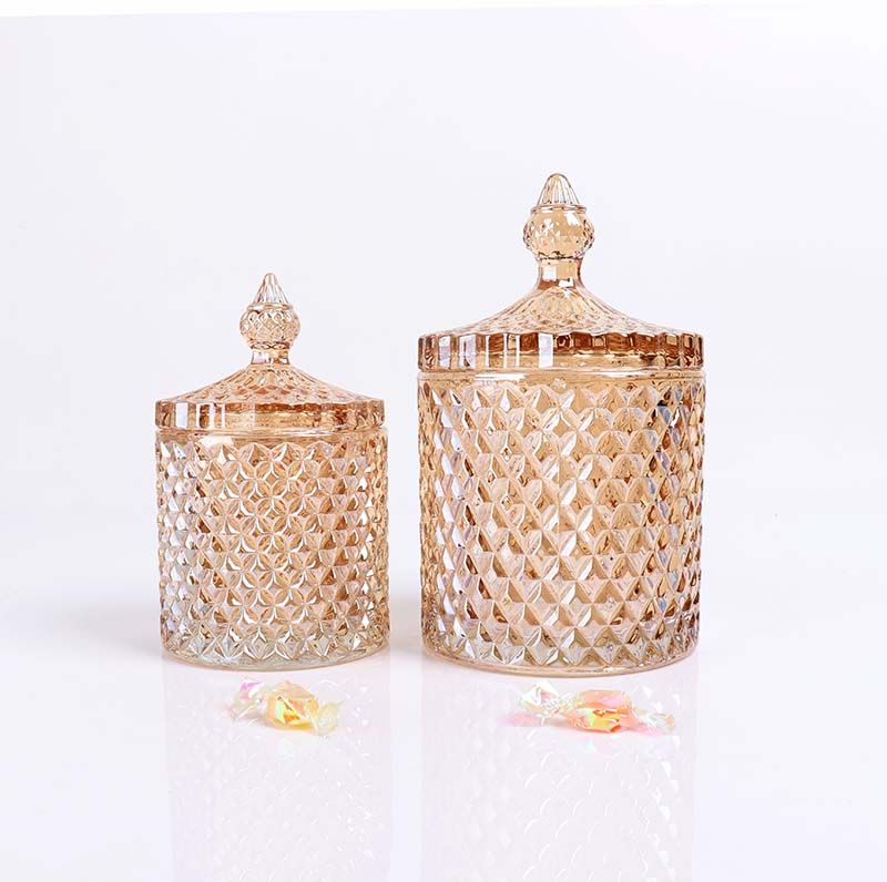 BOYE Luxury Iridescent Pineapple Shape Empty Glass Jars with Lids for Candle Making
