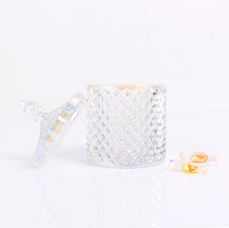 BOYE Luxury Unique Iridescent Pineapple Shape Glass Container Jars with Lids for Candles