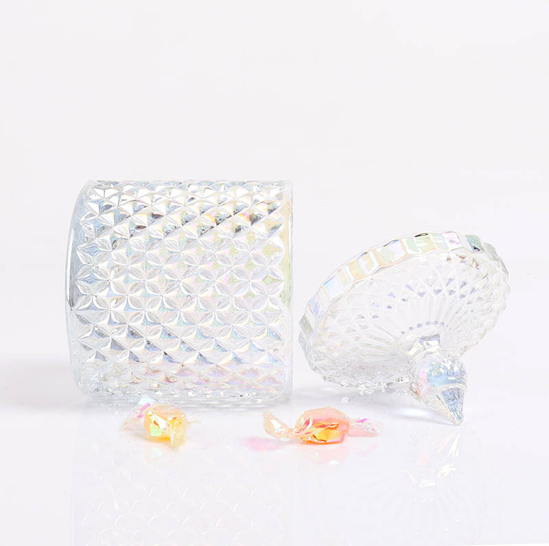 BOYE Luxury Unique Iridescent Pineapple Shape Glass Container Jars with Lids for Candles