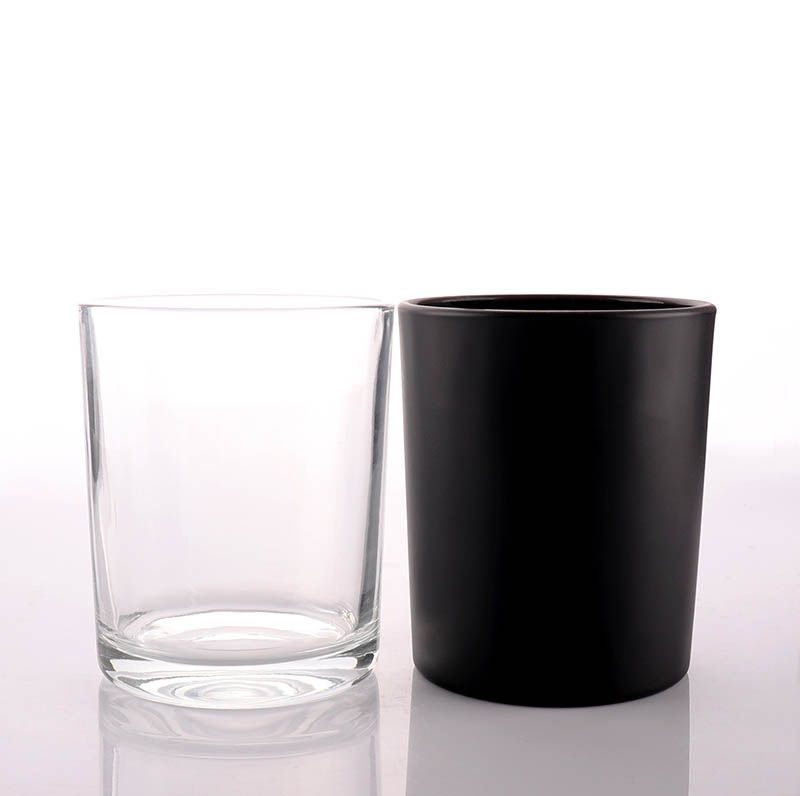 Matt Black Candle Glass Jar with Bamboo Lid