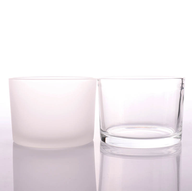 Triple Wicks Empty Frosted Candle Glass Jar With Silver Lid