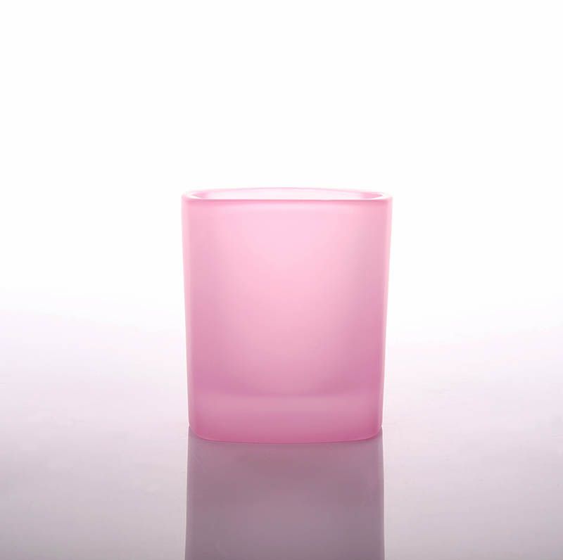 Frosted Pink Square Candle Glass Jars