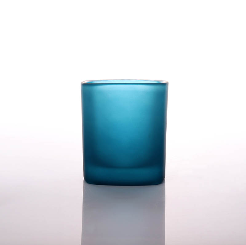 Frosted Blue Luxury Square Round Candle Glass Jar