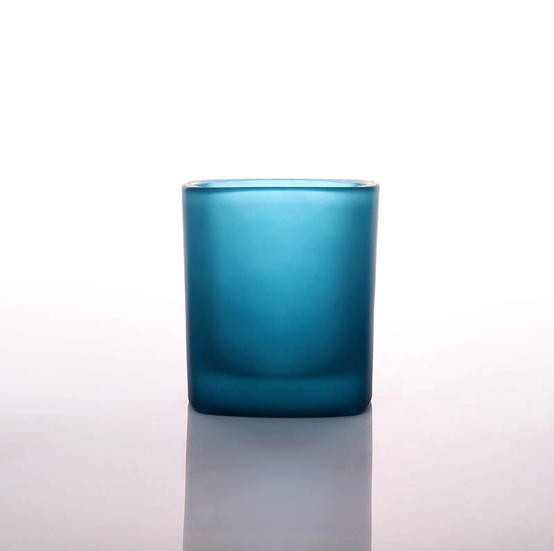 Frosted Blue Luxury Square Round Candle Glass Jar