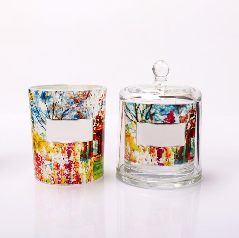 Wholesale Luxury Home Decoration Empty Candle Glass Jar With Dome Lid
