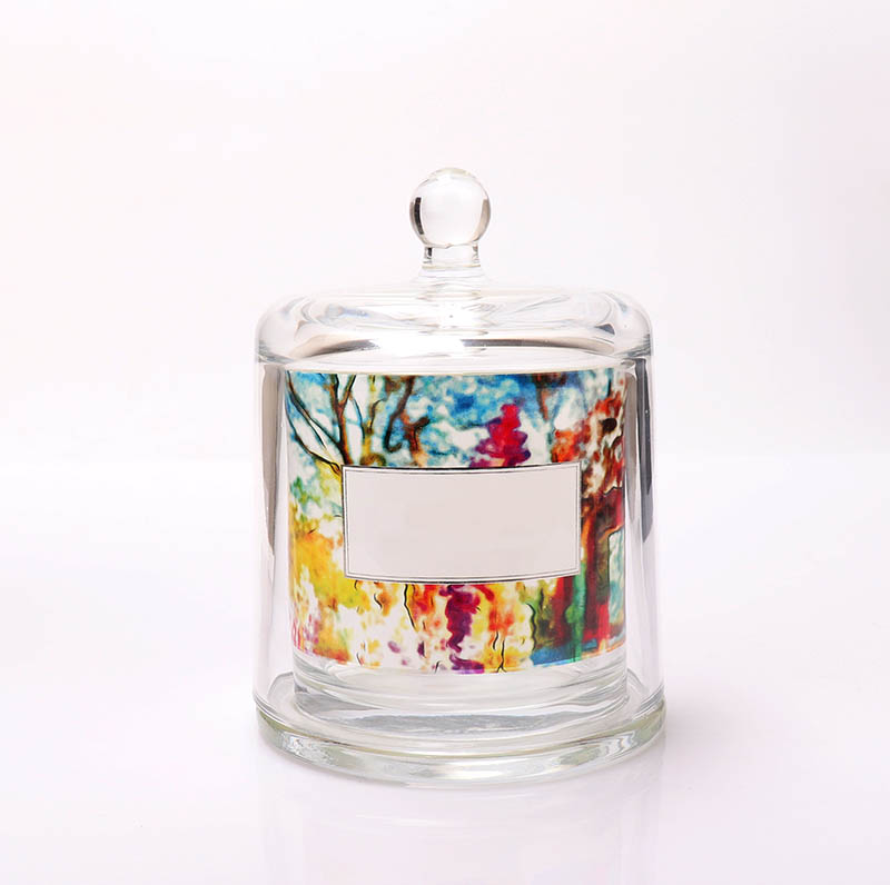 Wholesale Luxury Home Decoration Empty Candle Glass Jar With Dome Lid