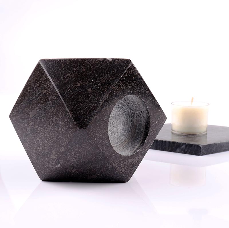 Luxury Black Marble Pillar Candle Holder Supplier