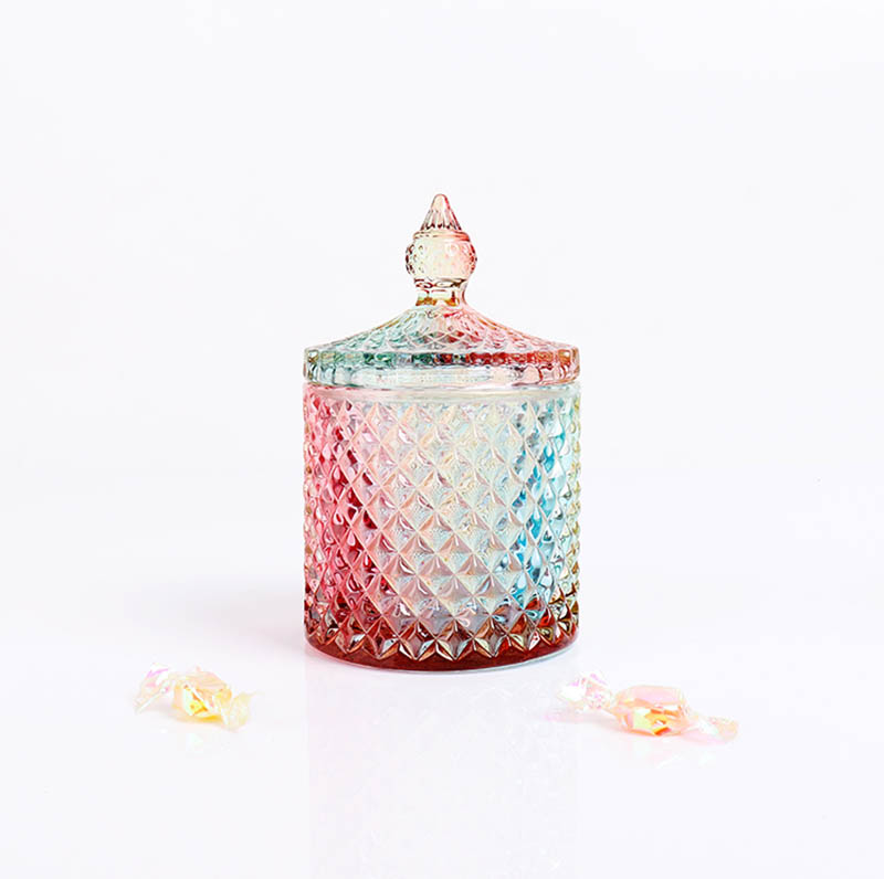 BOYE Luxury Colorful Rainbow Iridescent Heat Resistant Empty Candle Glass Jars for Candle Making