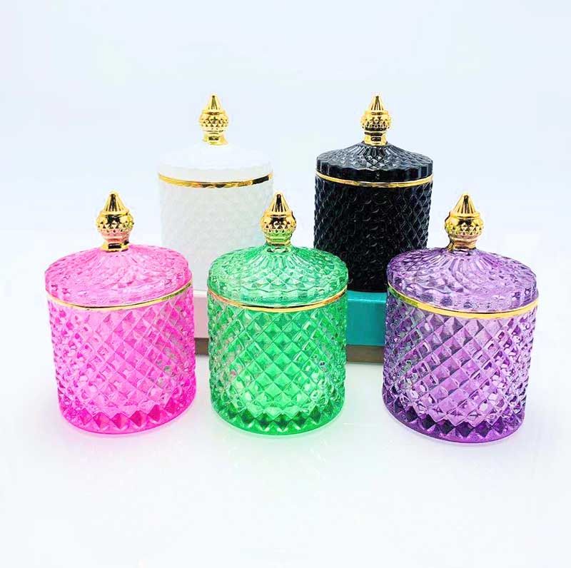 Colorful Pink Green Black White Glass Jars For Candle Making