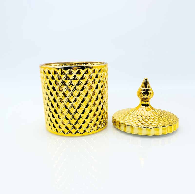 China Luxury Gold Glass Candle Jar With Lid OEM Manufacturing
