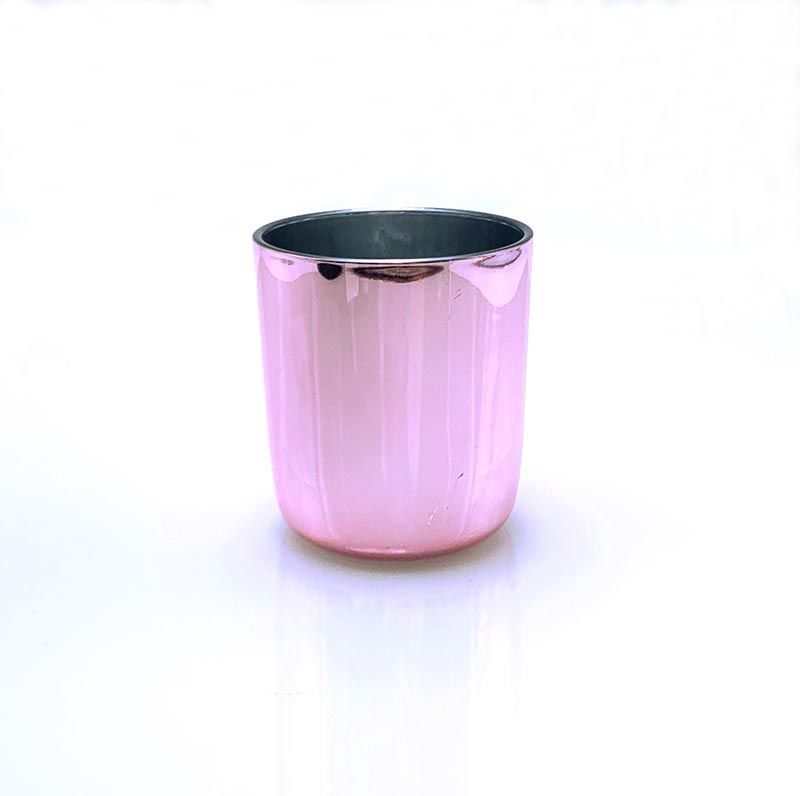China Luxury Rose Gold Glass Jar With Arc Bottom
