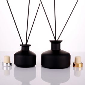 Luxury Matt Black Empty Glass Diffuser Bottle