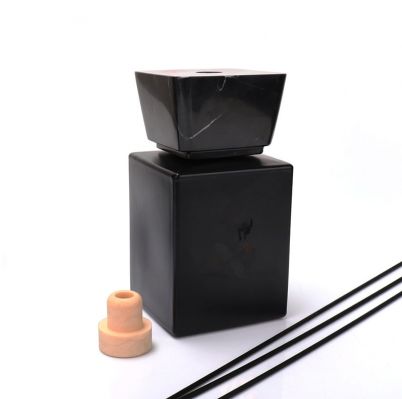 500ml Luxury Matt Black Empty Diffuser Bottle With Marble Cap