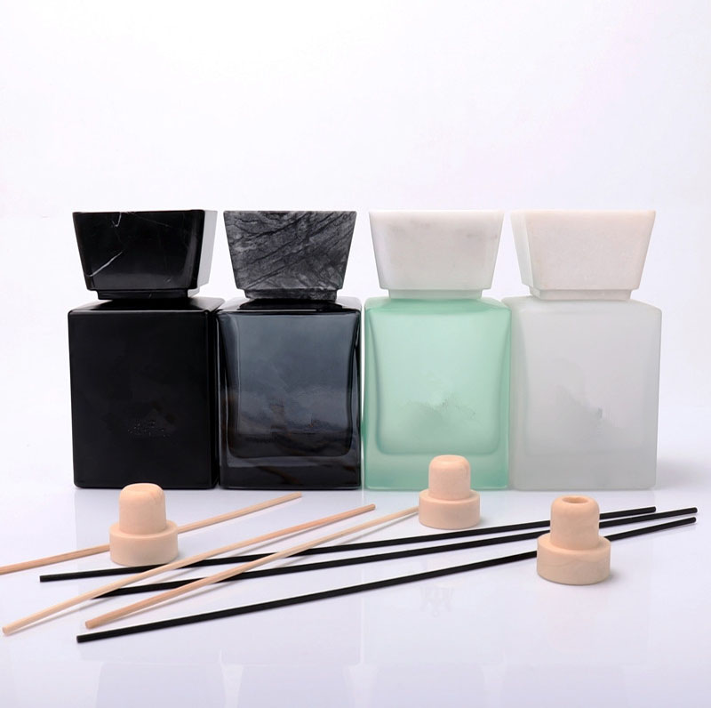 500ml Luxury Matt Black Empty Diffuser Bottle With Marble Cap