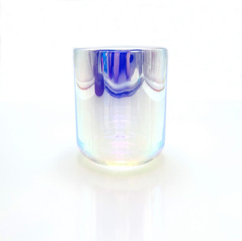 10oz Luxury Iridescent Arc Bottom Glass Candle Jar