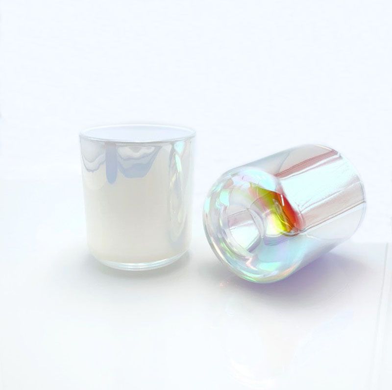 10oz Luxury Iridescent Arc Bottom Glass Candle Jar