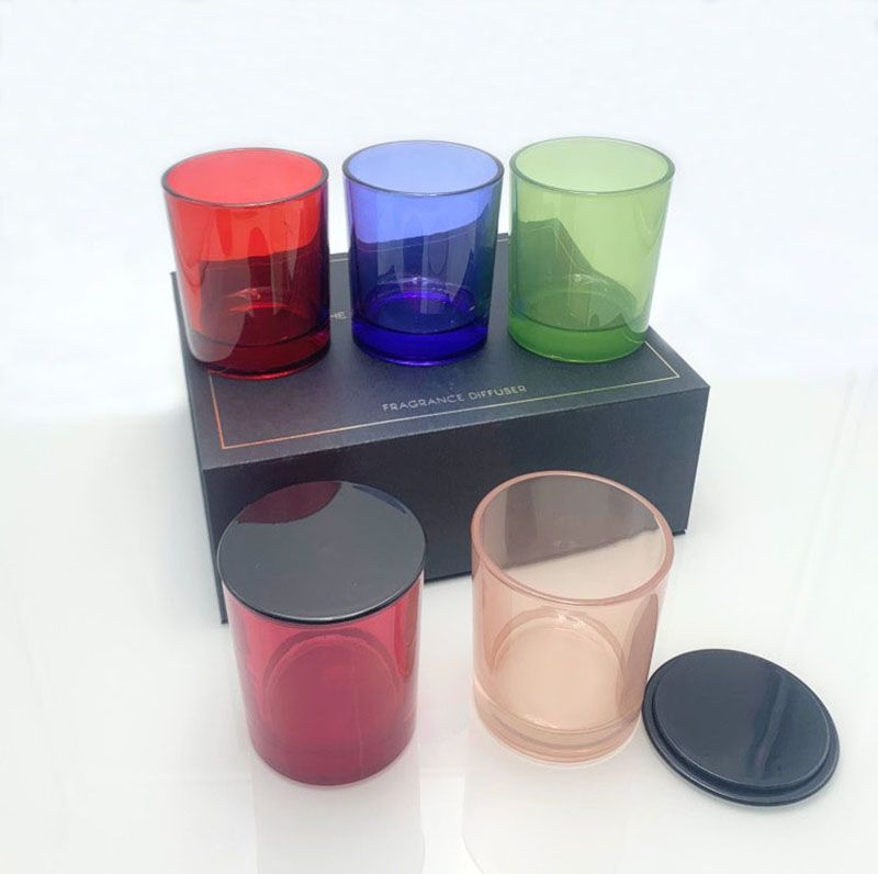 Colorful Wholesale Candle Jars Vessels With Black Lids In Bulk