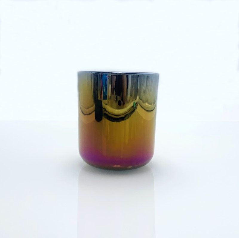 Iridescent Black Glass Jars Luxury For Candle Making