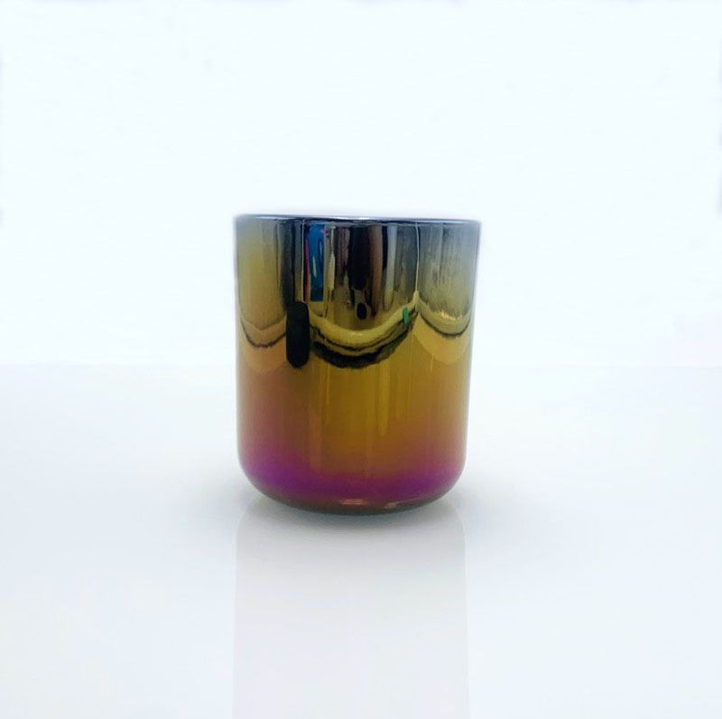 Iridescent Black Glass Jars Luxury For Candle Making