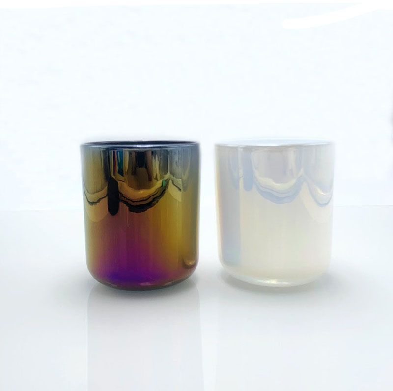 Iridescent Black Glass Jars Luxury For Candle Making