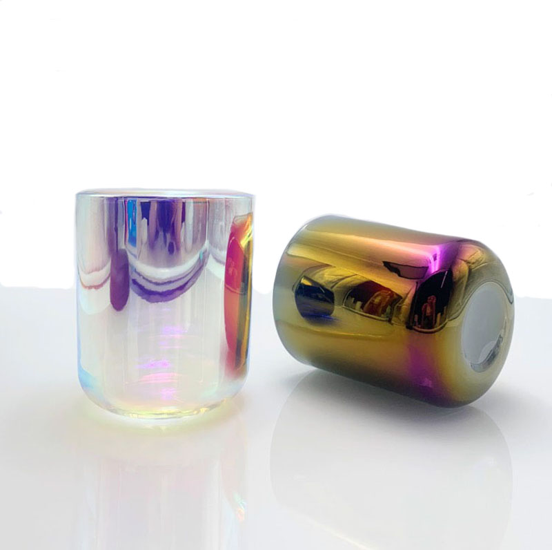 Iridescent Black Glass Jars Luxury For Candle Making