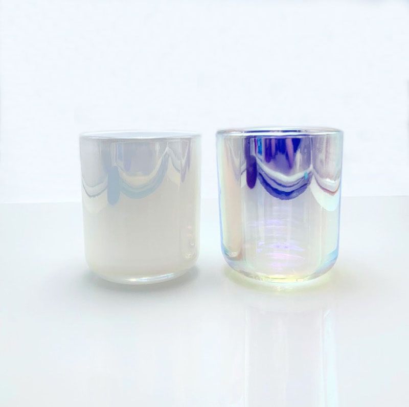 Luxury Customized Iridescent Color Glass Candle Jars Vessels