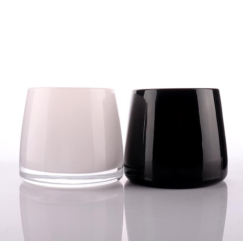 7oz Unique Shaped Luxury White Glass Candle Jars For Candle Making