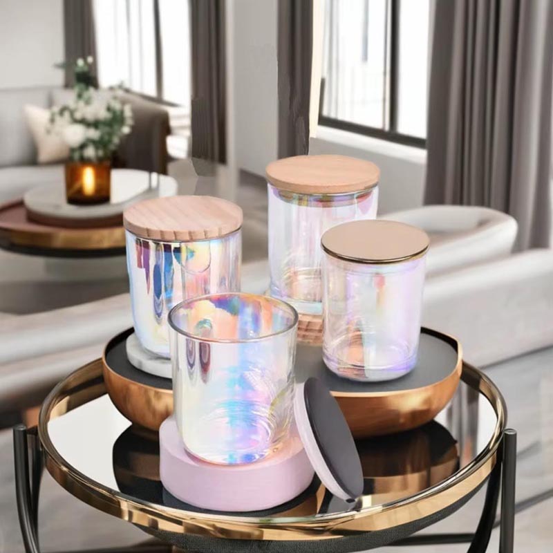 Iridescent Morden Stylish Glass Vessel For Candles