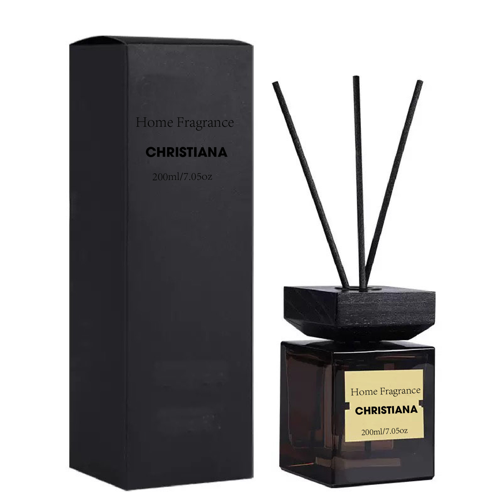 Black Luxury Glass Reed Diffuser Set with Custom Design