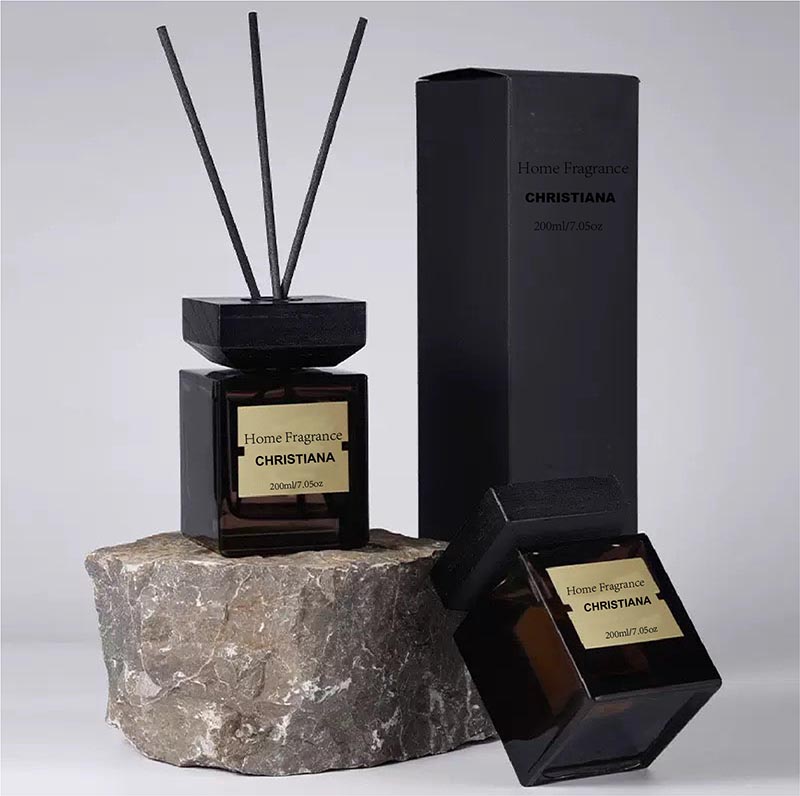Black Luxury Glass Reed Diffuser Set with Custom Design