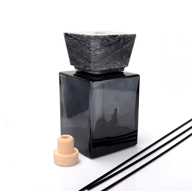 500ml Luxury Matt Black Empty Diffuser Bottle With Marble Cap