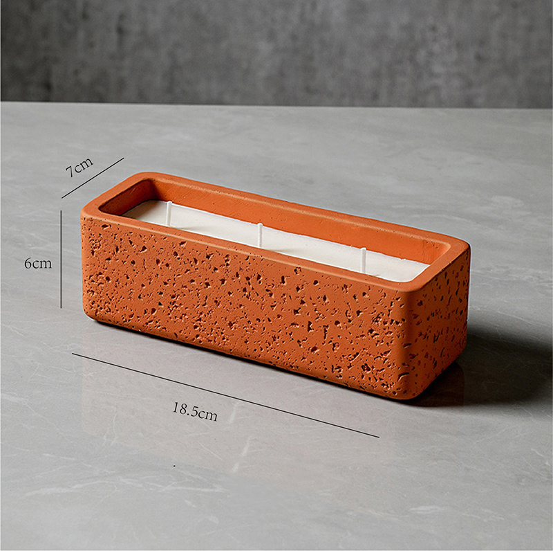 Large Size 3 Wicks Square Ceramic Scented Candle Jar