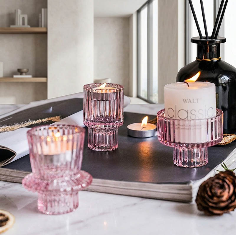 Glass Tealight Candle Jar with Customized Color