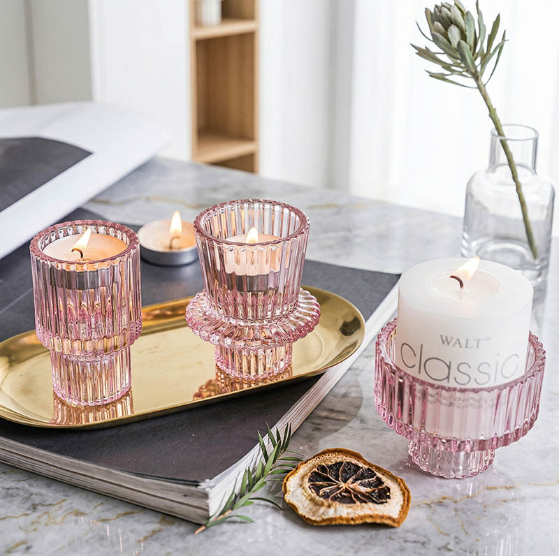 Glass Tealight Candle Jar with Customized Color