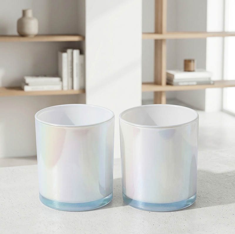 Iridescent Color Glass Candle Jar