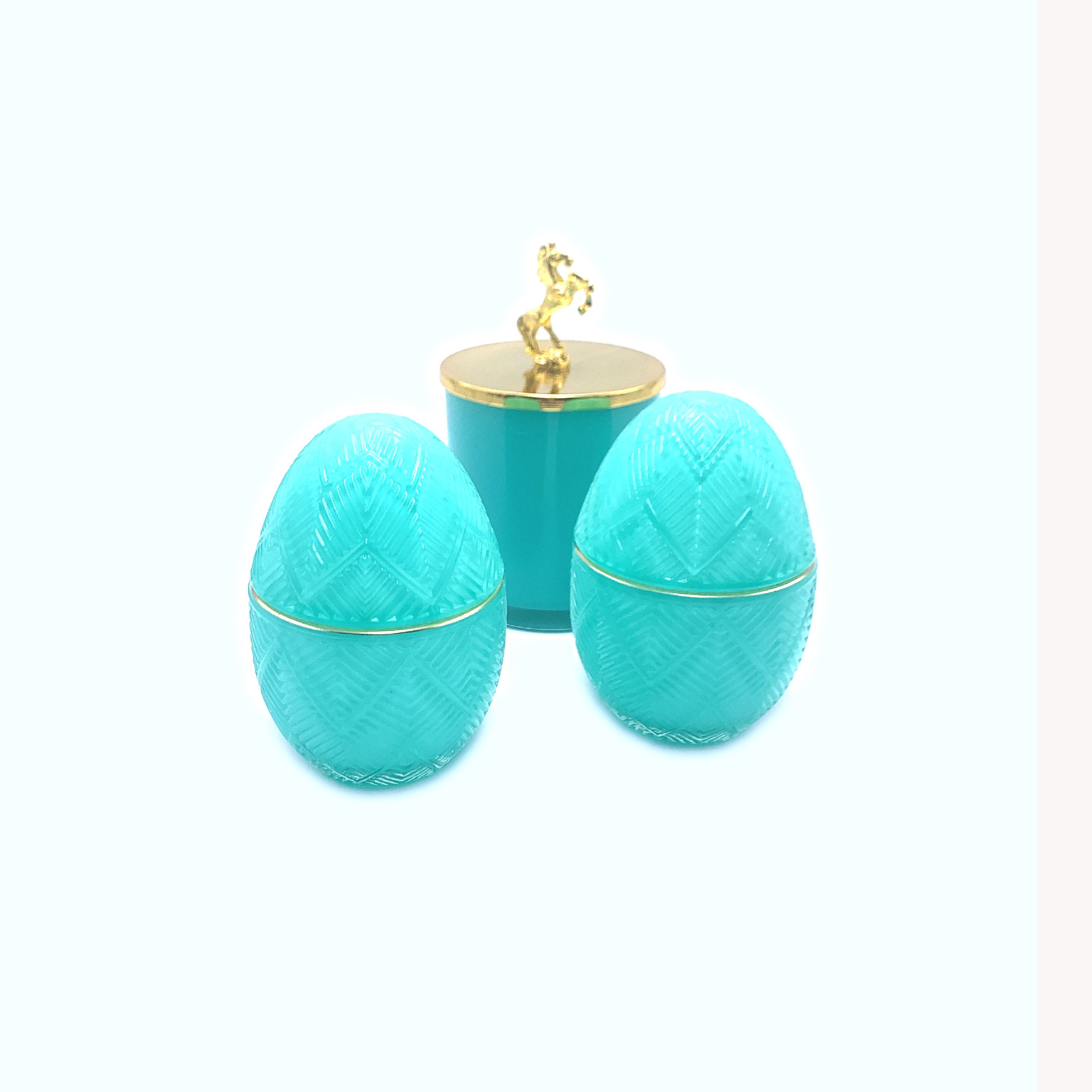 Egg Shaped Glass Candle Jar with Lid