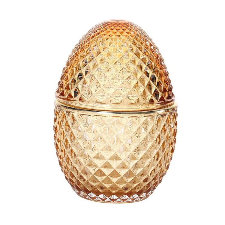 Egg Shaped Glass Candle Jar with Lid