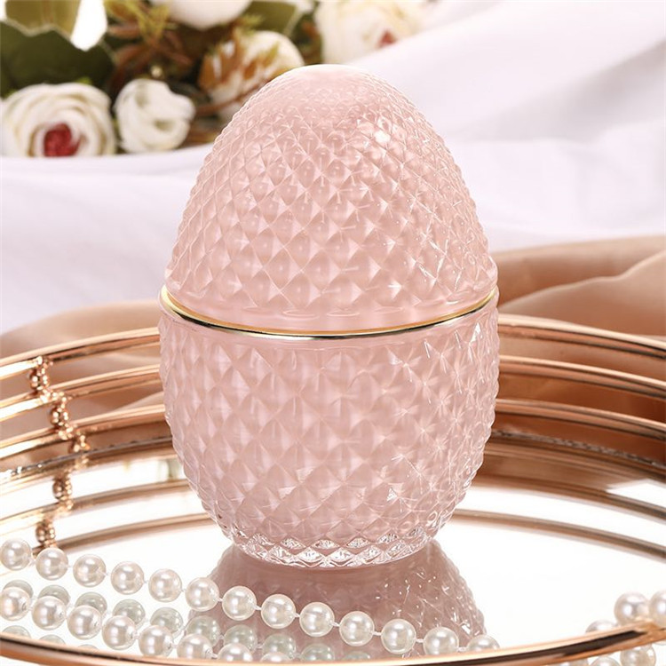 Egg Shaped Glass Candle Jar with Lid